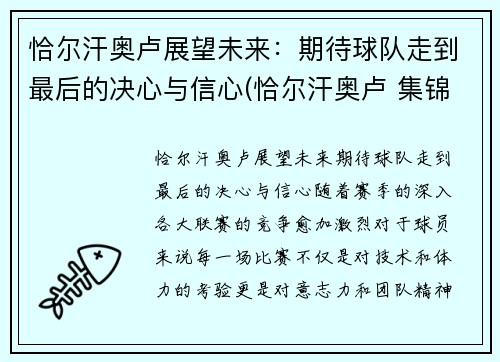 恰尔汗奥卢展望未来：期待球队走到最后的决心与信心(恰尔汗奥卢 集锦)