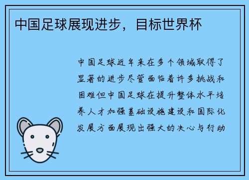 中国足球展现进步，目标世界杯