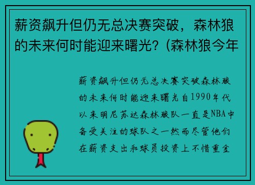 薪资飙升但仍无总决赛突破，森林狼的未来何时能迎来曙光？(森林狼今年战绩)